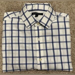 Banana Republic Men’s Dress Shirt Sz Small Blue Plaid Non Iron Slim Button Up